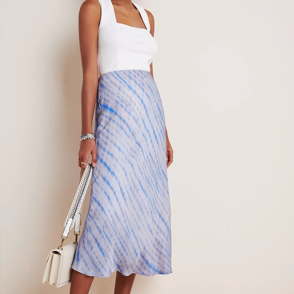 Maeve Sandrah Gray & Blue Tie-Dye Midi Skirt